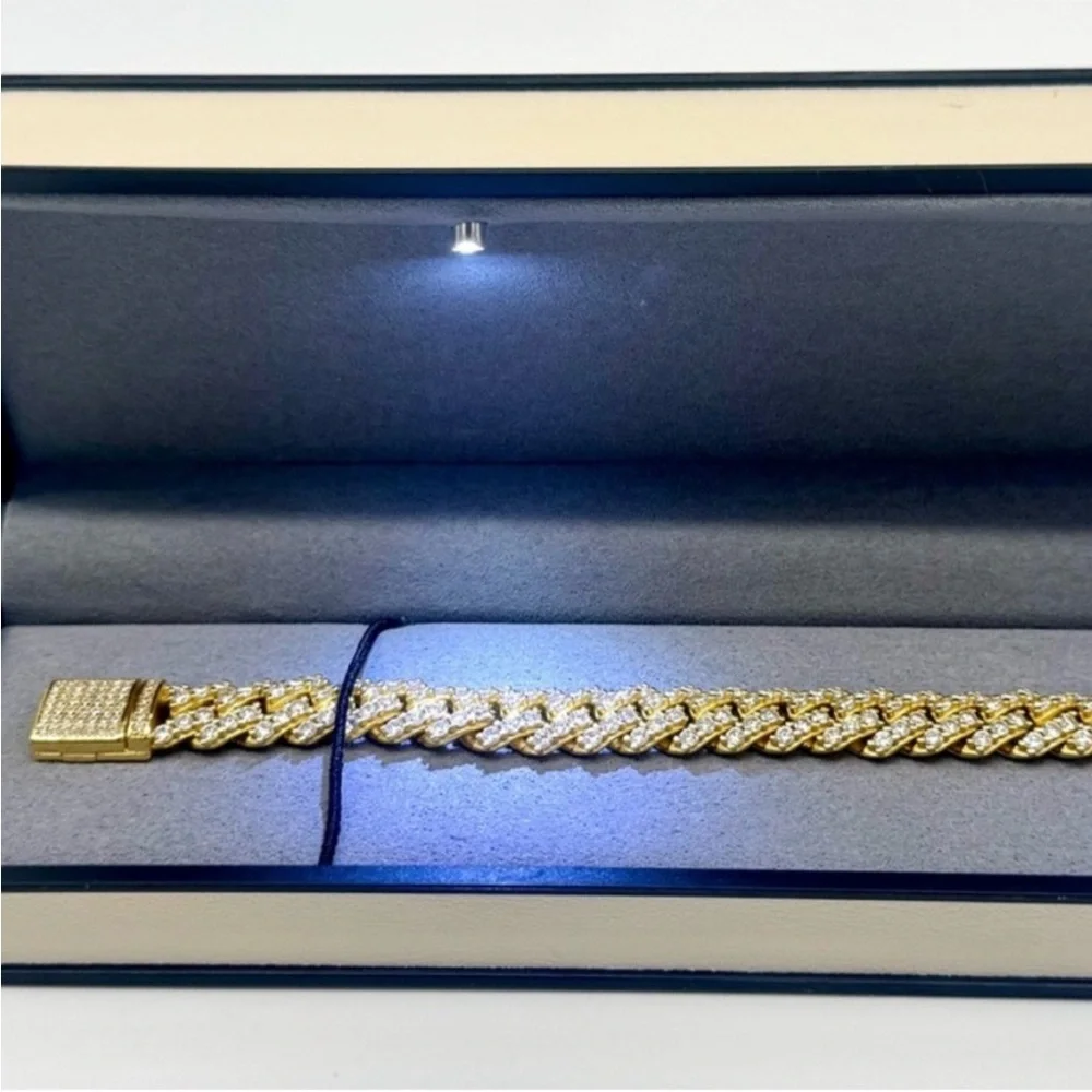 18k Gold Plated, 9.90CTW Moissanite Miami Cuban Bracelet